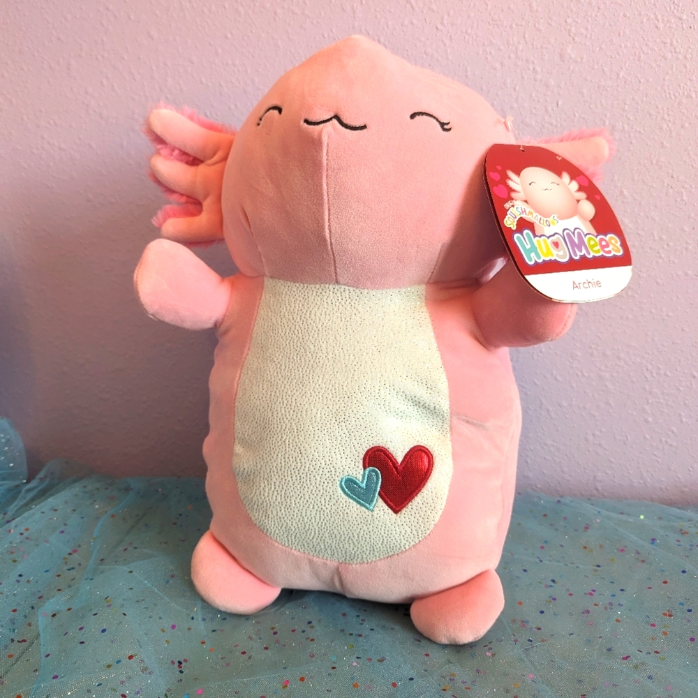 Squishmallows Archie the Axolotl Valentine's Day Hugmee